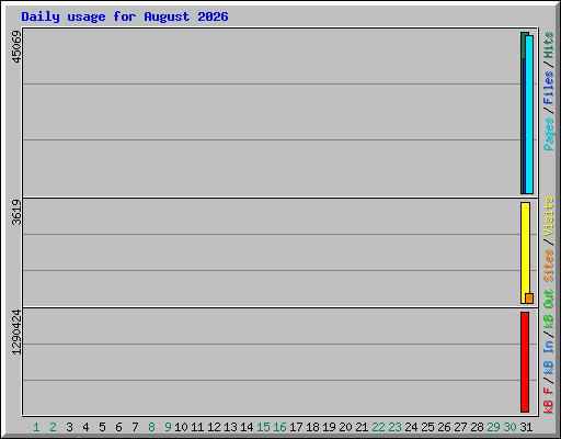 Daily usage for August 2026